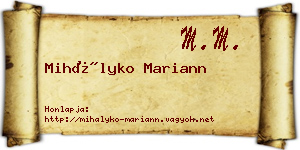 Mihályko Mariann névjegykártya